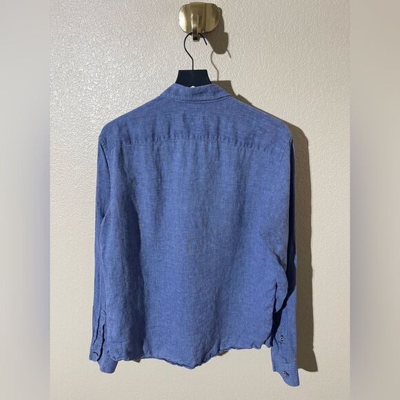 UNTUCKit Men's Casual Linen Blue Button-Down Shirt - Picture 2 of 6